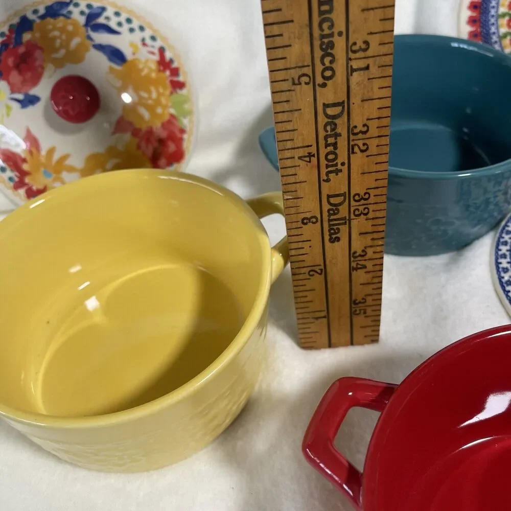 pioneer woman SET OF 4 SMALL INDIVIDUAL BAKEWARE WITH LIDS/COVERS bakeware set